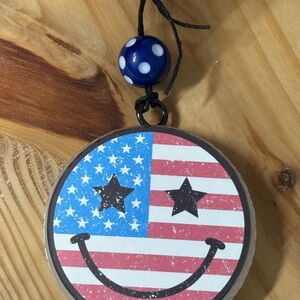 Patriotic Smiley Face Car Freshie (Teakwood)